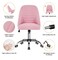 Pink Modern Armless Desk Chair with Tufted Faux Leather for Home Office